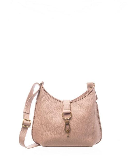 Plinio Visona' Pink Logo Debossed Shoulder Bag