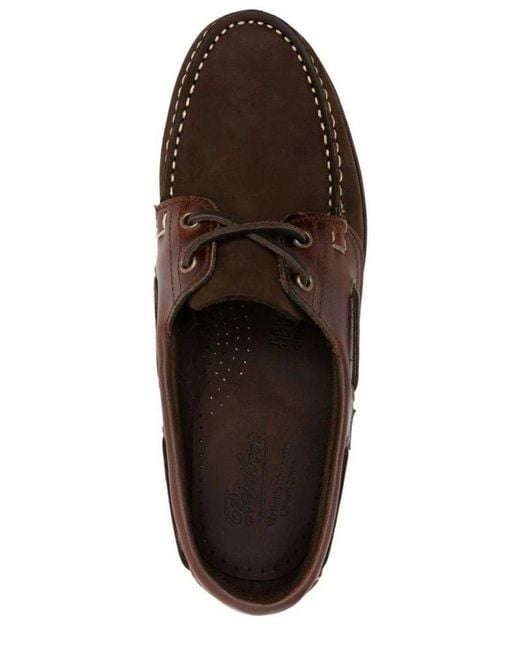 Paraboot Brown Barth Round Toe Boat Shoes for men