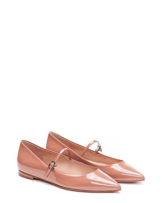 Gianvito Rossi Pink Pointed-toe Flat Shoes