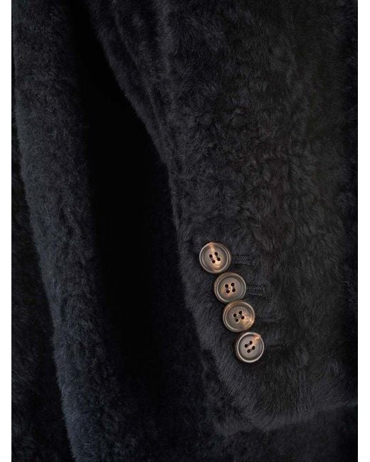 Brunello Cucinelli Blue Shearling Coat Coats