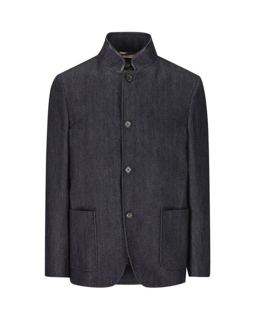 Loro Piana Black Long Sleeved Button-up Jacket for men