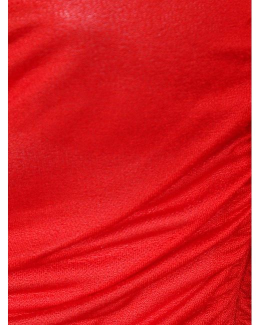 Blumarine Red Draped One-Shoulder Top