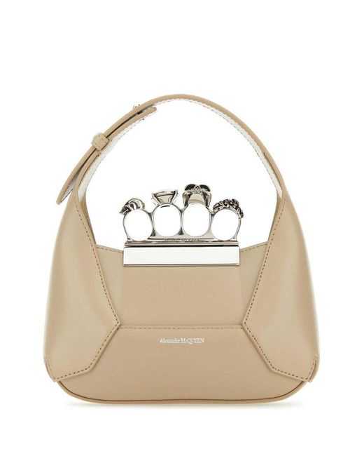 Alexander McQueen Natural The Jewelled Hobo Mini Tote Bag