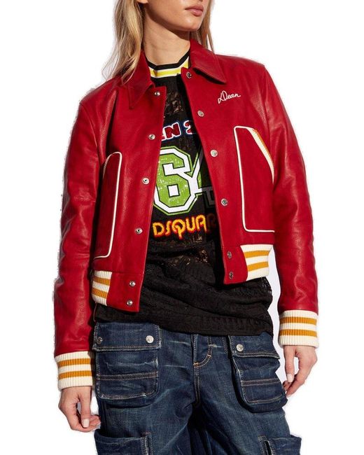 DSquared² Red Leather Jacket,
