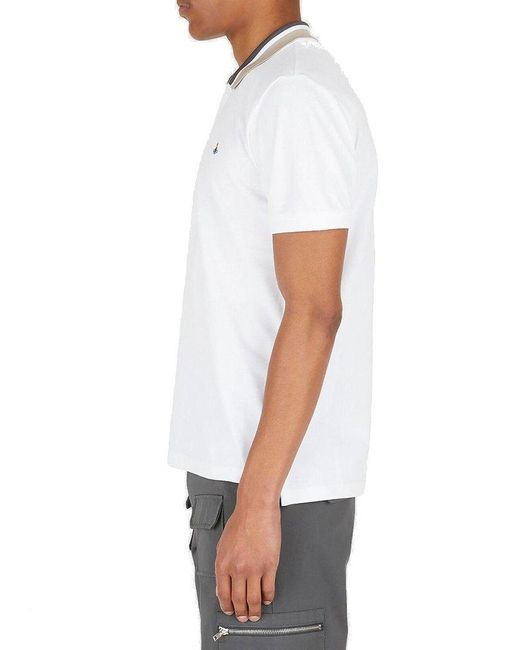 Vivienne Westwood White Orb Embroidered Short Sleeved Polo Shirt for men