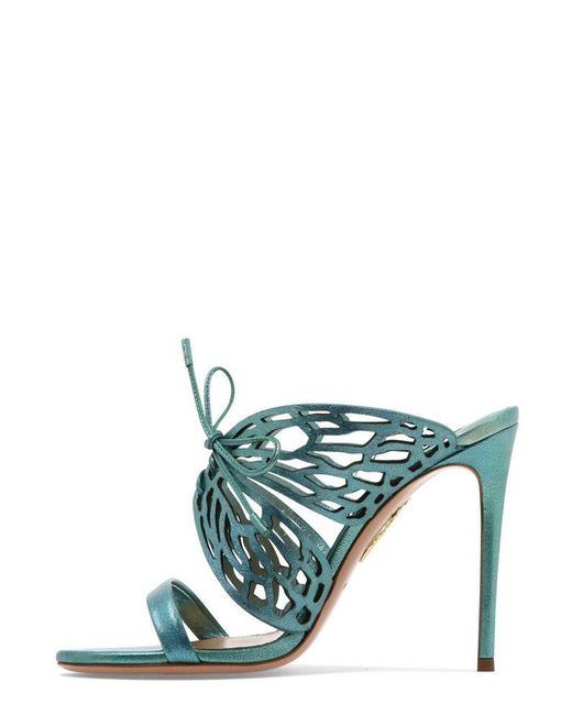 Aquazzura Butterfly Detail Heel Sandals In Blue Lyst