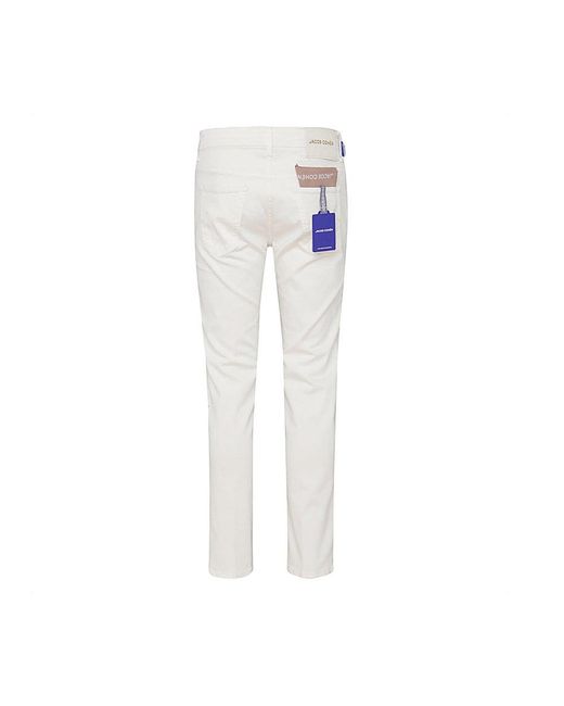 Jacob Cohen White Logo-patch Slim-cut Jeans for men