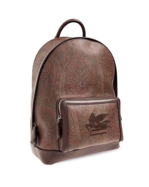 Etro Brown Backpack With Logo, for men