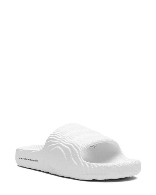 Adidas Originals White Adilette 22 Logo Printed Slides for men