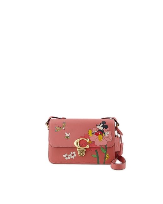 COACH Red X Disney X Mickey Mouse And Flowers Shoulder Bag