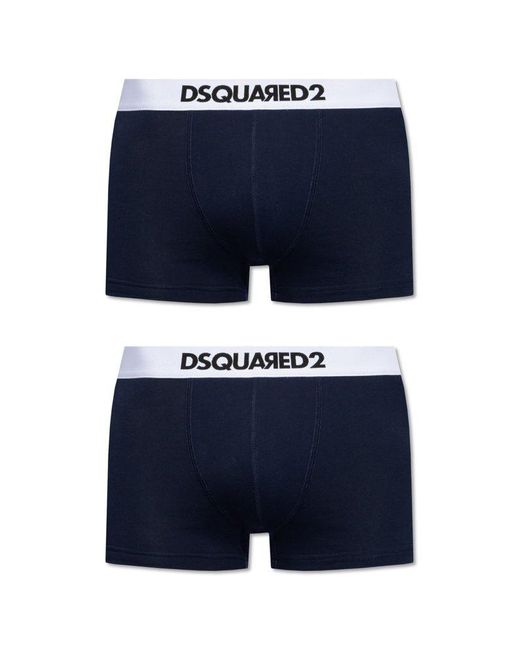 DSquared² Blue 2 Pack Logo Waistband Boxers for men