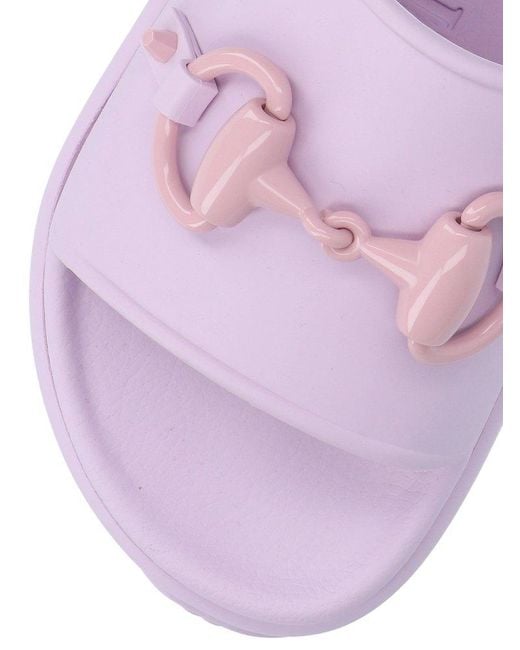 Gucci Purple Horsebit-detail Platform Sandals
