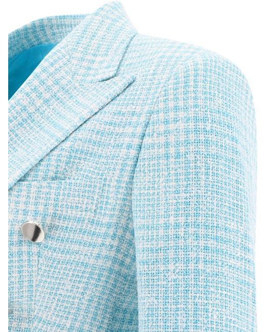 Tagliatore Blue Double-Breasted Checked Blazer