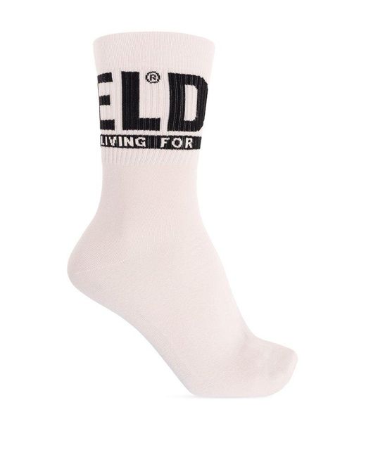 DIESEL Black Branded Socks Three-pack, for men