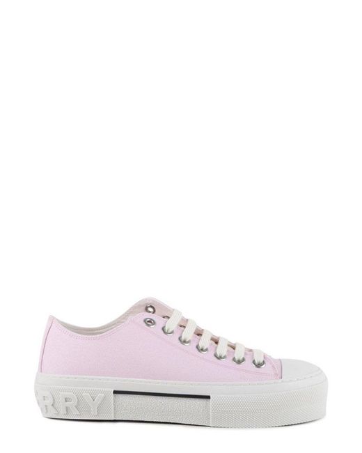 Burberry Pink Logo Detailed Lace-up Sneakers