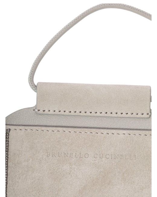 Brunello Cucinelli White Phone-Holder With Shiny Trim And Logo