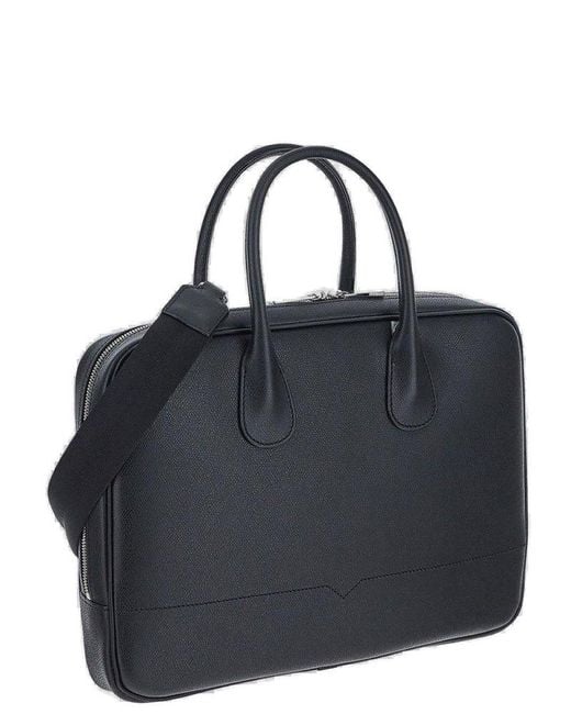 Valextra Black Zipped Laptop Bag for men