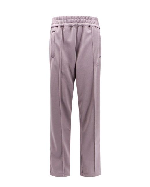 Palm Angels Purple Logo Embroidered Track Pants