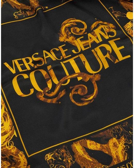 Versace Metallic Barocco-printed Striped-edge Scarf