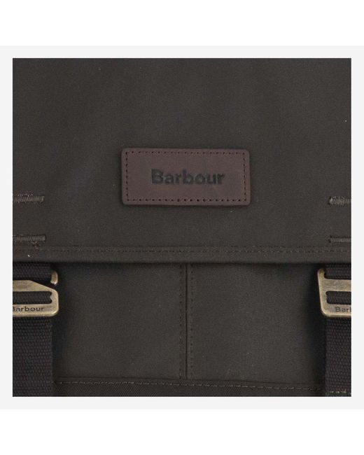 Barbour Black Logo Patch Foldover Top Shoulder Bag for men