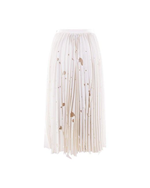 Maison Mihara Yasuhiro White Pleated Distressed Midi Skirt