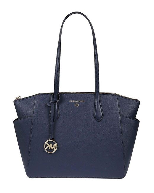 MICHAEL Michael Kors Blue Marilyn Logo Plaque Medium Tote Bag