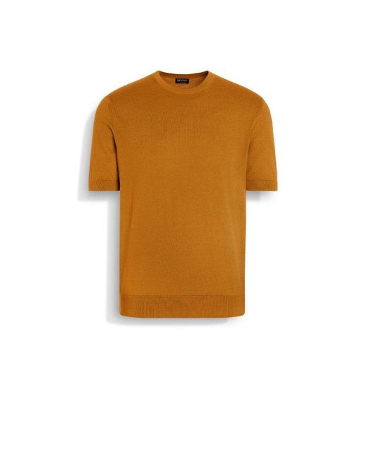 Zegna Orange Ochre Premium Cotton T-Shirt for men