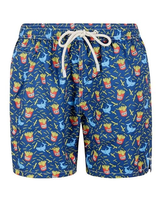 Mc2 Saint Barth Blue Patterned Swim Shorts for men