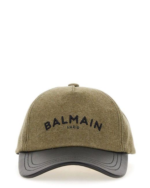 Balmain Green Baseball Hat With Logo for men