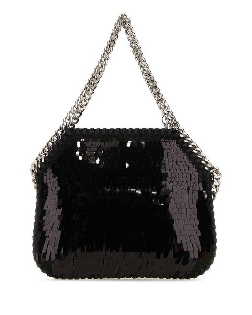 Stella McCartney Black Mini Falabella Embellished Chain-linked Shoulder Bag
