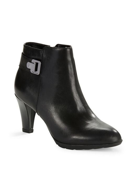 Anne klein Dvorah Leather Ankle Boots in Black | Lyst