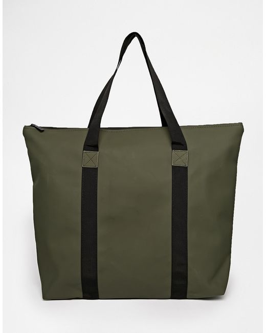 Rains Green Large Tote Bag for men