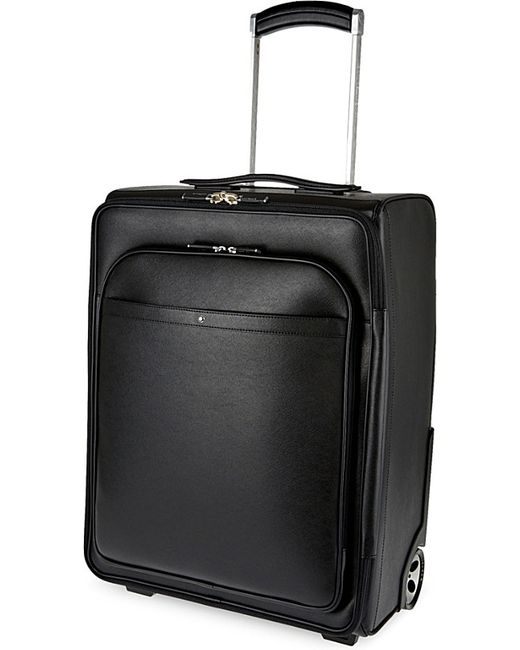 Montblanc Black Sartorial Two-wheel Leather Cabin Suitcase 55cm for men