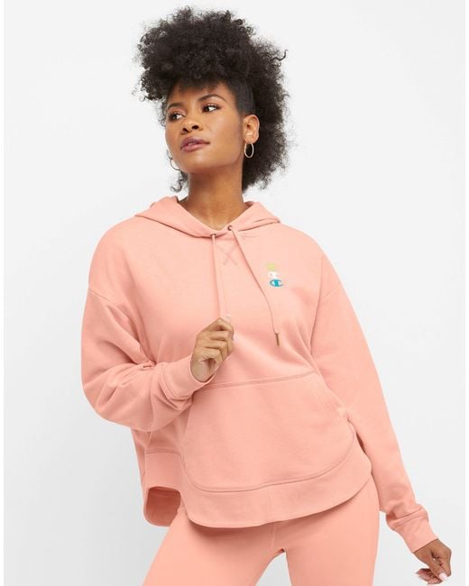 Champion Campus French Terry Hoodie in Pink | Lyst