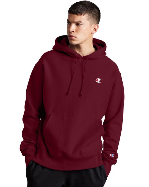champion red reverse weave hoodie