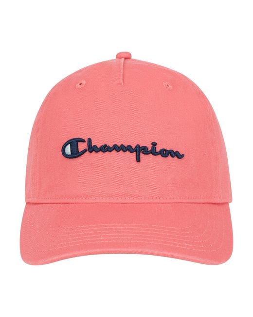 Champion Pink Script Embroidery Adjustable Cap