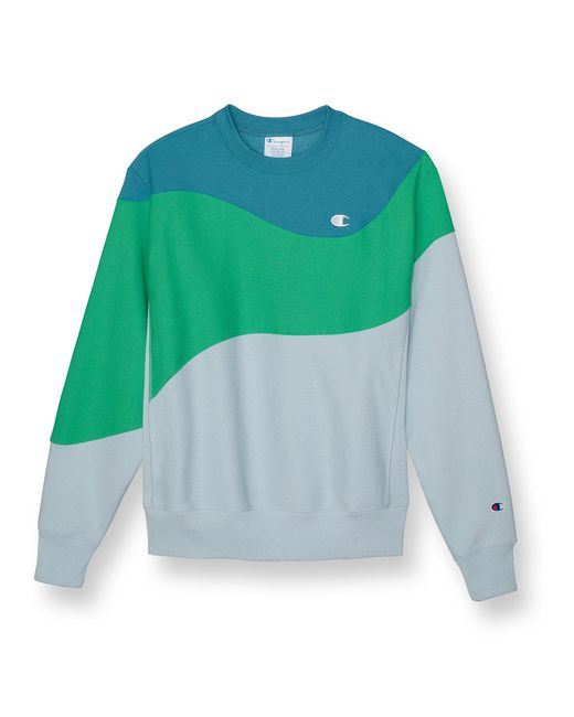 Champion Reverse Weave Colorblock Crew in Green for Men | Lyst
