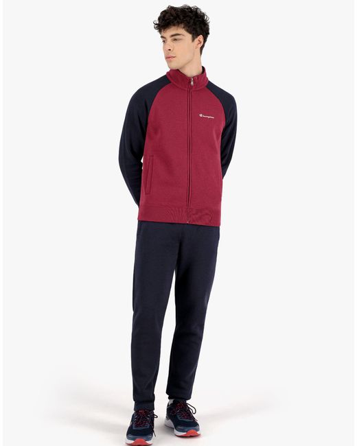 Champion Cotton Contrast Detail Zip-up Tracksuit in Red Navy (Red) for Men  - Lyst