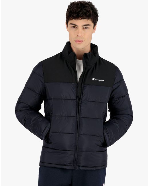 Champion Contrast Lightweight Padded High Neck Jacket in Navy (Blue) for  Men - Lyst