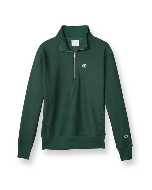Champion Fleece Reverse Weave Quarter Zip in Dark Green (Green) for Men ...