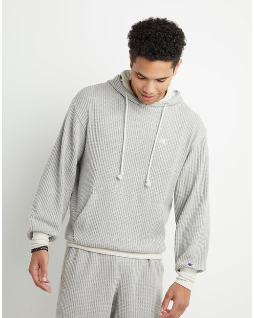 Champion Waffle Hoodie in Gray for Men | Lyst