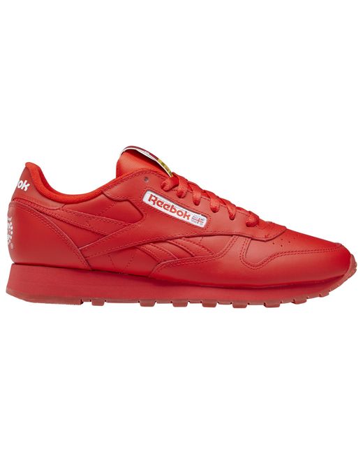 Reebok Classic Leather Running Shoes in Red for Men Lyst