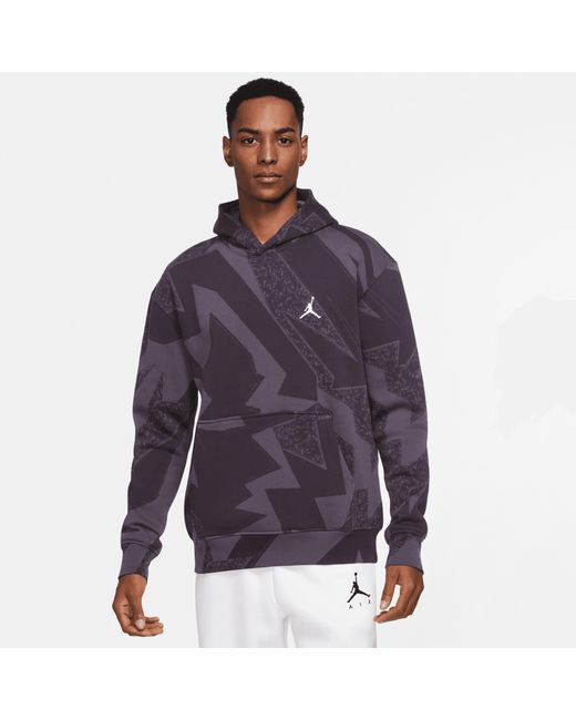 Nike Essential Aop Fleece Pullover Hoodie in White/White (Purple) for ...