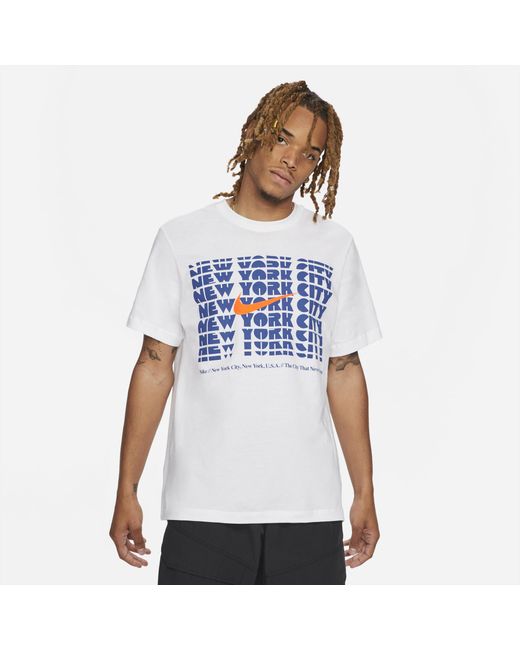 Nike Cotton Sportswear New York City Tshirt in White/Blue/Orange (White) for Men Lyst