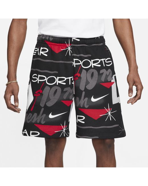 Nike Cotton Club Bdg Shorts in Black/Red (Black) for Men | Lyst