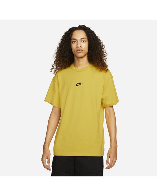 Nike Cotton Nsw Prem Essential T-shirt in Yellow/Black (Yellow) for Men ...