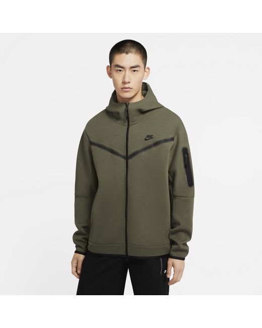 Nike Tech Fleece Full-zip Hoodie in Green for Men - Lyst