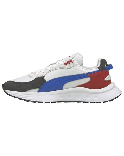 PUMA Synthetic Wild Rider - Shoes in White/Blue/Red (Blue) for Men | Lyst