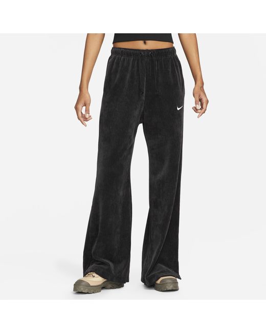 Nike Sportswear Velour Wide-leg Pants in Black - Save 12% | Lyst