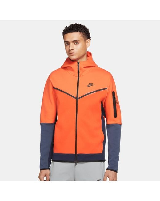 Nike Tech Fleece Full-zip Hoodie in Orange/Orange (Orange) for Men - Lyst